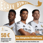 In Kooperation mit Real Madrid findet das Feriencamp vom 30. Juni bis 4. Juli 2025 beim VfL Pirna-Copitz statt. Grafik: FRMC